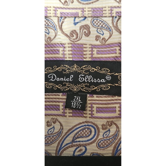 Daniel Elison MEN 2XL (18.5) floral button down dress shirt polyester microfiber - Picture 3 of 6